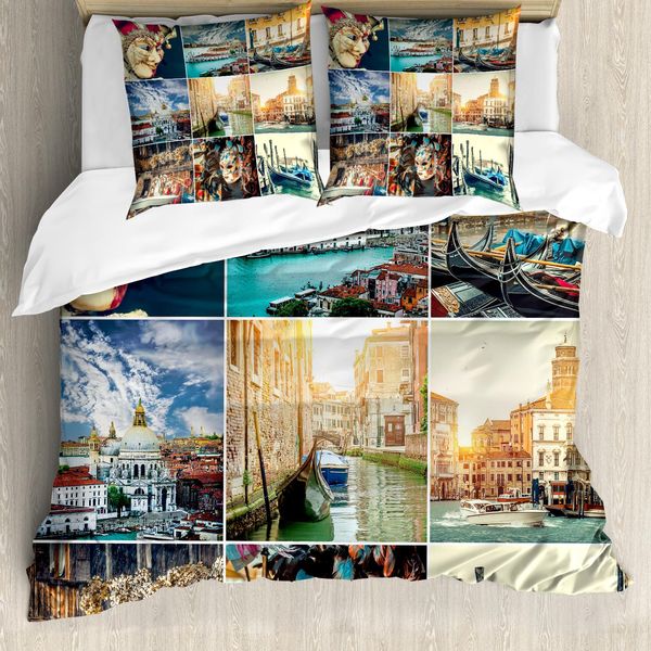 Abakuhaus Copripiumino Nautico, Venice Canals, Antiacaro, Adatto A Chi Soffre Di Allergie, Con Federe, 155 Cm X 220 Cm - 80 X 80 Cm, Multicolore-image