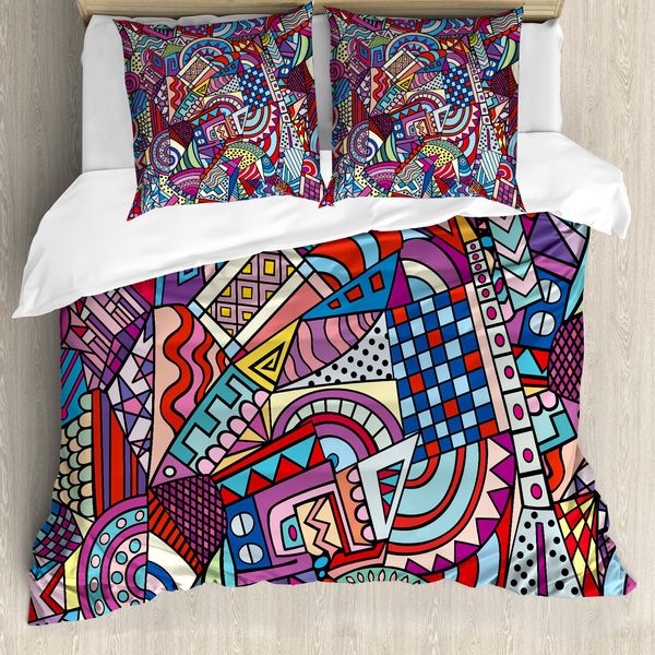 Abakuhaus Copripiumino Psichedelico, Moderno E Originale, Antiacaro E Anallergico, Con Federe, 200 Cm X 200 Cm - 80 X 80 Cm, Multicolore-image