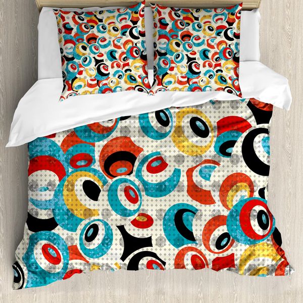 Abakuhaus Copripiumino Psichedelico, Retro Evil Eyes, Antiacaro, Adatto A Chi Soffre Di Allergie, Con Federe, 155 Cm X 220 Cm - 80 X 80 Cm, Multicolore-image