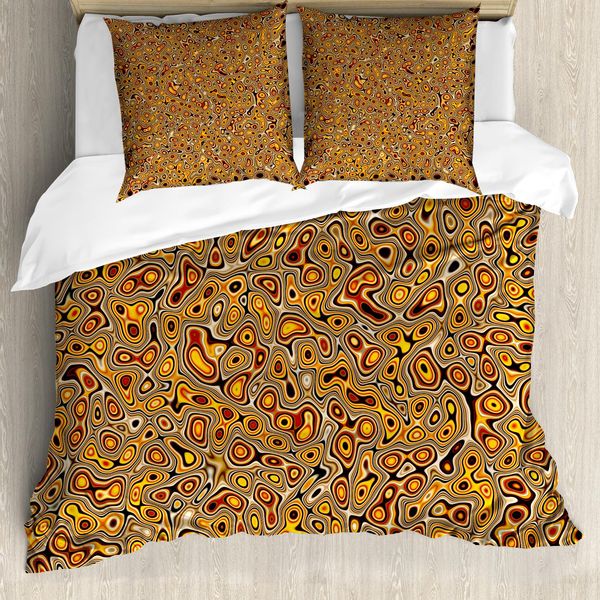 Abakuhaus Copripiumino Psichedelico, Plasma Allucinatorio, Antiacaro, Adatto A Chi Soffre Di Allergie, Con Federe, 200 Cm X 200 Cm - 80 X 80 Cm, Arancione Marrone-image