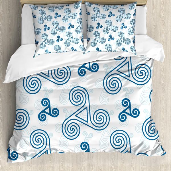 Abakuhaus Copripiumino Celtico, Triskel Arte Celtica, Antiacaro, Adatto A Chi Soffre Di Allergie, Con Federe, 155 Cm X 220 Cm - 80 X 80 Cm, Blu E Bianco-image