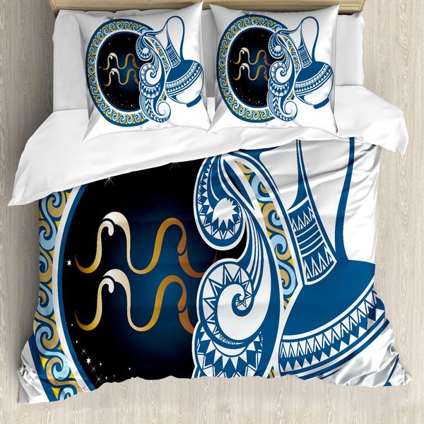 Abakuhaus Copripiumino Zodiacale, Segno Dell'acquario, Antiacaro, Adatto A Chi Soffre Di Allergie, Con Federe, 200 Cm X 200 Cm - 80 X 80 Cm, Multicolore-image
