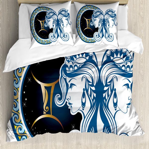 Abakuhaus Copripiumino Zodiaco, Astrologia Gemelli, Antiacaro, Adatto A Chi Soffre Di Allergie, Con Federe, 155 Cm X 220 Cm - 80 X 80 Cm, Multicolore-image