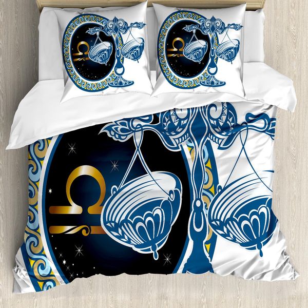 Abakuhaus Copripiumino Zodiacale, Segno Bilancia, Antiacaro, Adatto A Chi Soffre Di Allergie, Con Federe, 155 Cm X 220 Cm - 80 X 80 Cm, Multicolore-image