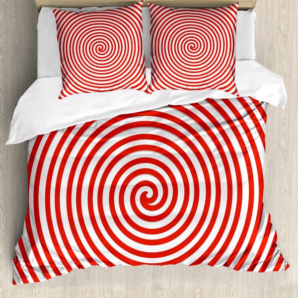 Abakuhaus Spiers Copripiumino, Spiral Concentrato, Antiacaro Adatto A Chi Soffre Di Allergie Con Federe, 155 Cm X 220 Cm - 80 X 80 Cm, Rosso-Bianco-image
