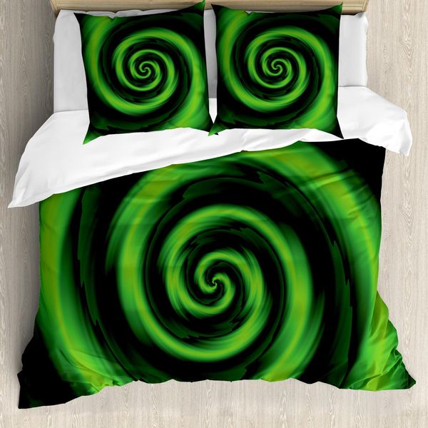 Abakuhaus Copripiumino Spiers, Spirali Astratte, Antiacaro, Adatto A Chi Soffre Di Allergie, Con Federe, 200 Cm X 200 Cm - 80 X 80 Cm, Verde-image