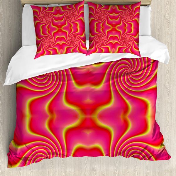 Abakuhaus Spiers Copripiumino, Motivi Surreali, Antiacaro, Adatto A Chi Soffre Di Allergie, Con Federe, 200 Cm X 200 Cm - 80 X 80 Cm, Rosso Giallo-image