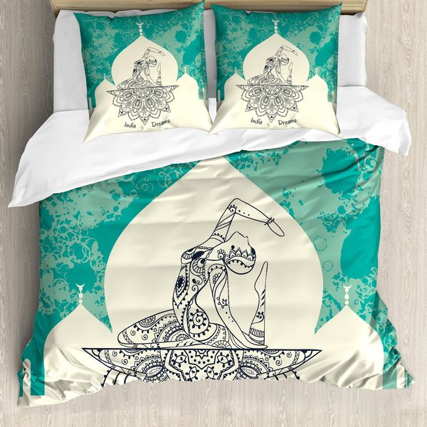 Abakuhaus Copripiumino Chakra, Mandala Yoga Mistico, Antiacaro Adatto A Chi Soffre Di Allergie Con Federe, 155 Cm X 220 Cm - 80 X 80 Cm, Blu Beige-image