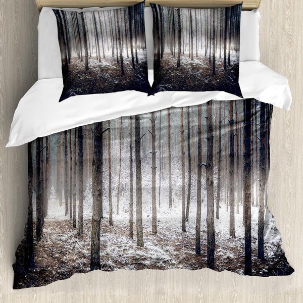 Abakuhaus Copripiumino Invernale, Natur Mystic Scuro, Antiacaro, Adatto A Chi Soffre Di Allergie, Con Federe, 155 Cm X 220 Cm - 80 X 80 Cm, Marrone Bianco-image
