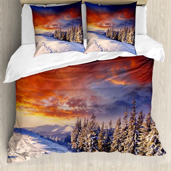 Abakuhaus Copripiumino Invernale, Pino Di Montagna, Antiacaro, Adatto A Chi Soffre Di Allergie, Con Federe, 155 Cm X 220 Cm - 80 X 80 Cm, Arancione E Bianco-image