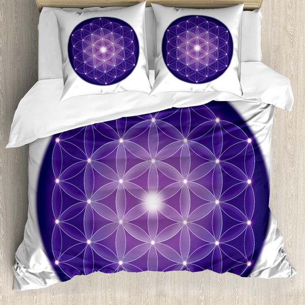 Abakuhaus Copripiumino Geometrico, Design Tradizionale, Antiacaro, Adatto A Chi Soffre Di Allergie, Con Federe, 155 Cm X 220 Cm - 80 X 80 Cm, Viola-image