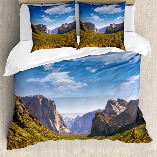 Abakuhaus Copripiumino Yosemite, Yosemite El Capitan Us, Antiacaro, Adatto A Chi Soffre Di Allergie, Con Federe, 155 Cm X 220 Cm - 80 X 80 Cm, Verde Blu-image