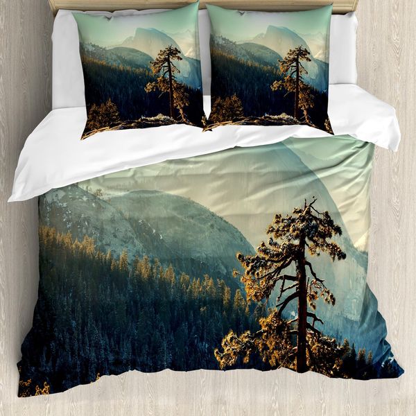 Abakuhaus Set Copripiumino Americano Per Letti Matrimoniali, Parco Nazionale Di Yosemite, Antiacaro, Adatto A Chi Soffre Di Allergie, Con Federe, Marrone Anatra Selvatica-image