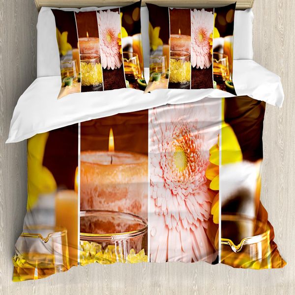Abakuhaus Copripiumino Esotico, Gerbera Candele Spa, Antiacaro, Adatto A Chi Soffre Di Allergie, Con Federe, 200 Cm X 200 Cm - 80 X 80 Cm, Arancione Marrone-image