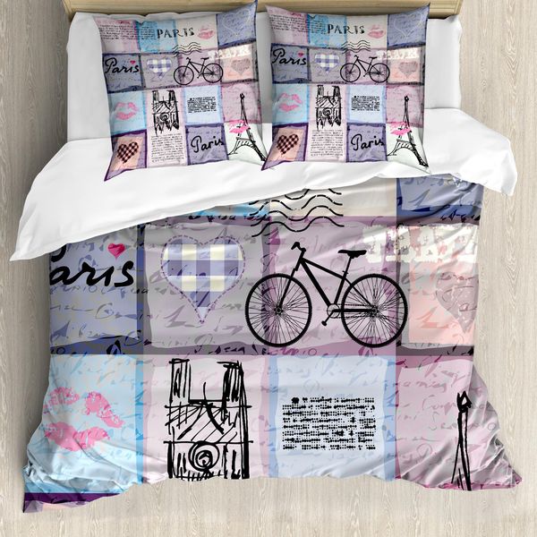 Abakuhaus Paris Copripiumino, Torre Eiffel Love Letter, Antiacaro, Adatto A Chi Soffre Di Allergie, Con Federe, 155 Cm X 220 Cm - 80 X 80 Cm, Multicolore-image