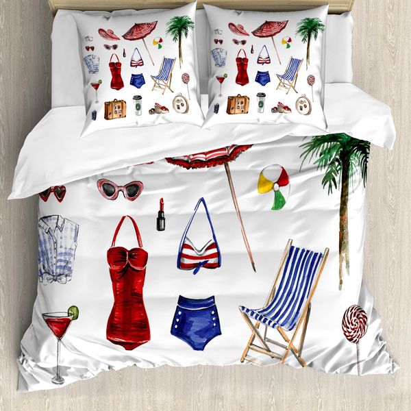 Abakuhaus Copripiumino Femminile, Moda Estiva Femminile, Antiacaro, Adatto A Chi Soffre Di Allergie, Con Federe, 155 Cm X 220 Cm - 80 X 80 Cm, Multicolore-image