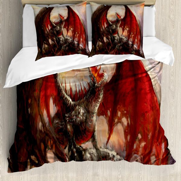 Abakuhaus Fantasy World Copripiumino, Drachenberg Myth, Antiacaro, Adatto A Chi Soffre Di Allergie, Con Federe, 155 Cm X 220 Cm - 80 X 80 Cm, Multicolore-image
