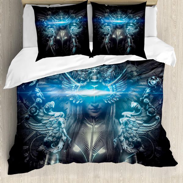 Abakuhaus Fantasy World Copripiumino, Princess Gothic, Antiacaro, Adatto A Chi Soffre Di Allergie, Con Federe, 155 Cm X 220 Cm - 80 X 80 Cm, Grigio-image