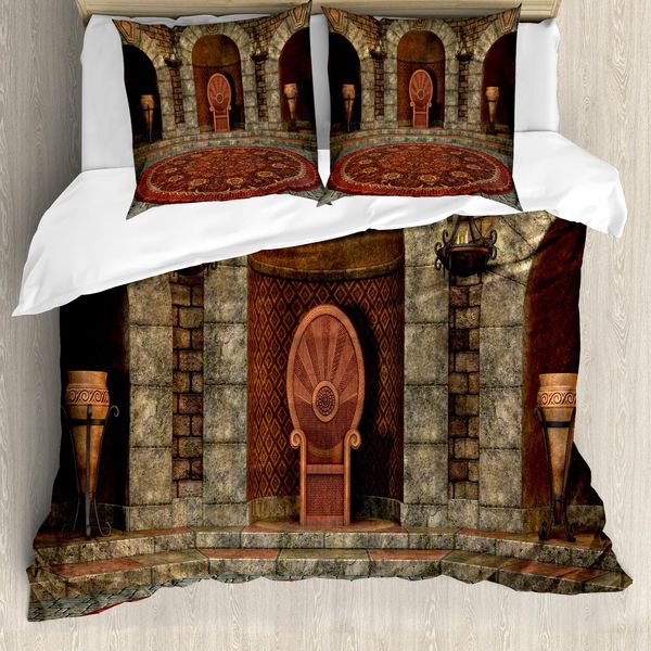 Abakuhaus Copripiumino Gotico, Vintage, Antiacaro, Adatto A Chi Soffre Di Allergie, Con Federe, 200 Cm X 200 Cm - 80 X 80 Cm, Grigio Bordeaux-image