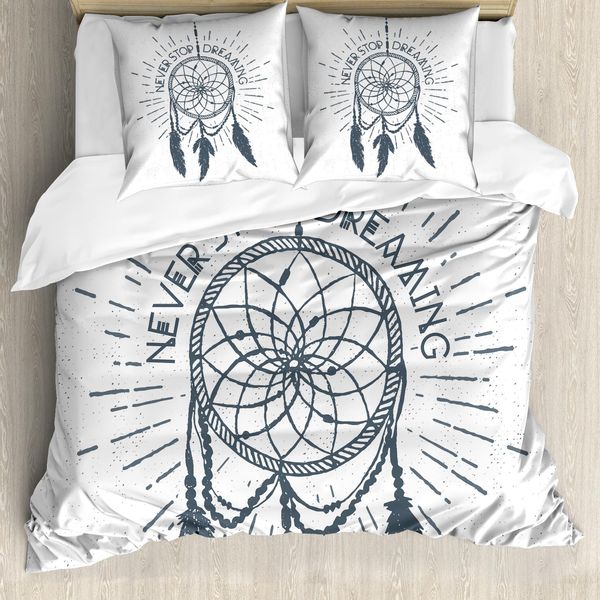 Abakuhaus Copripiumino Con Proverbio, Piumino, Antiacaro, Adatto A Chi Soffre Di Allergie, Con Federe, 155 Cm X 220 Cm - 80 X 80 Cm, Bianco Blu-image