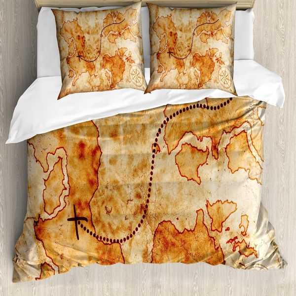 Abakuhaus Copripiumino Con Motivo Isola, Motivo Grunge, Antiacaro, Adatto A Chi Soffre Di Allergie, Con Federe, 200 Cm X 200 Cm - 80 X 80 Cm, Color Crema-image