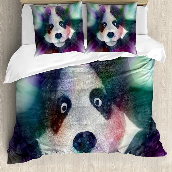 Abakuhaus Copripiumino Psichedelico, Panda Psichedelico, Antiacaro, Adatto A Chi Soffre Di Allergie, Con Federe, 200 Cm X 200 Cm - 80 X 80 Cm, Grigio Bianco-image