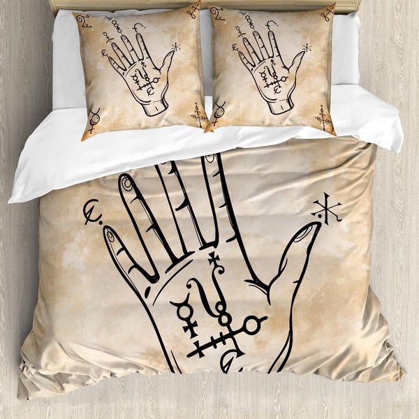 Abakuhaus Set Copripiumino Marrone Per Letti Matrimoniali, Stile Retrò Medievale, Antiacaro, Adatto A Chi Soffre Di Allergie, Con Federe, Nero Tan-image