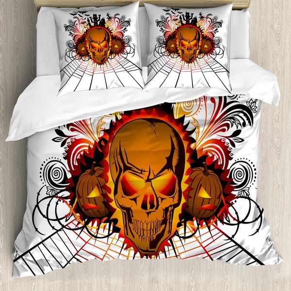 Copripiumino Abakuhaus Halloween, Strega Con Teschi, Antiacaro, Adatto A Chi Soffre Di Allergie, Con Federe, 155 Cm X 220 Cm - 80 X 80 Cm, Multicolore-image