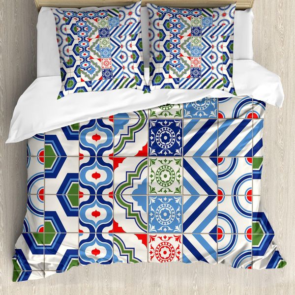 Abakuhaus Copripiumino Marocchino, Motivi Di Design Marocchino, Antiacaro, Adatto A Chi Soffre Di Allergie, Con Federe, 155 Cm X 220 Cm - 80 X 80 Cm, Multicolore-image