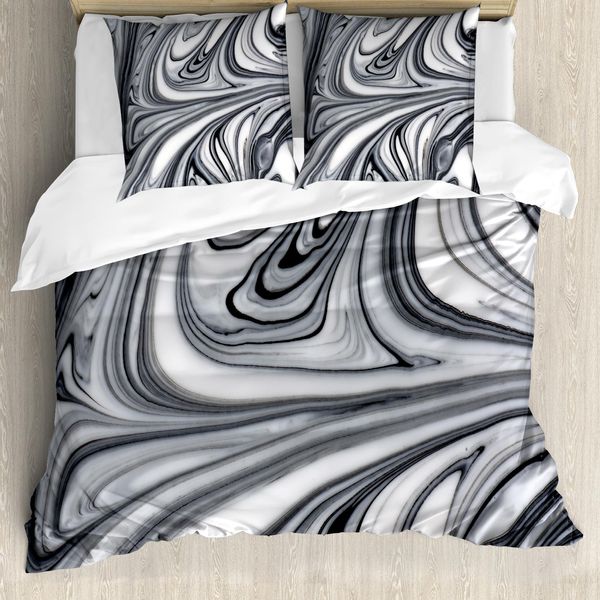 Abakuhaus Copripiumino Astratto, Arte Surreale In Bianco E Nero, Antiacaro, Adatto A Chi Soffre Di Allergie, Con Federe, 155 Cm X 220 Cm - 80 X 80 Cm, Grigio-image