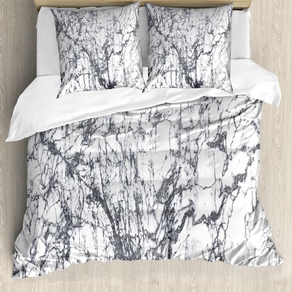 Abakuhaus Copripiumino Astratto, Surreale, Antiacaro, Adatto A Chi Soffre Di Allergie, Con Federe, 155 Cm X 220 Cm - 80 X 80 Cm, Grigio Bianco-image