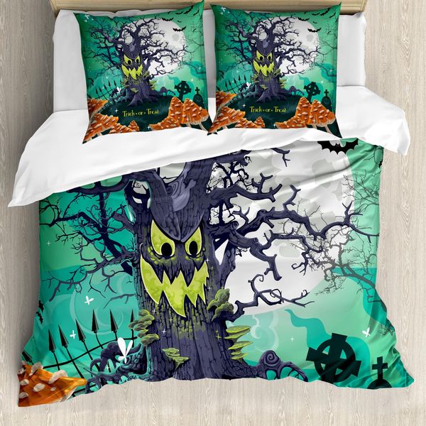 Copripiumino Abakuhaus Halloween, Albero Spettrale, Antiacaro, Adatto A Chi Soffre Di Allergie, Con Federe, 155 Cm X 220 Cm - 80 X 80 Cm, Multicolore-image