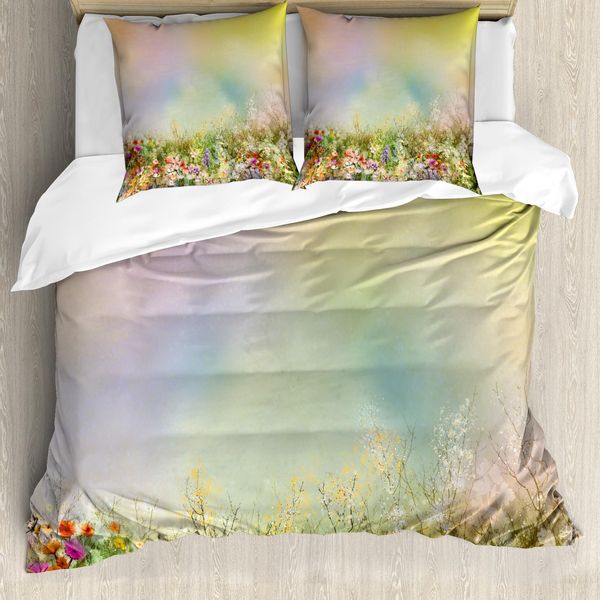 Abakuhaus Copripiumino Con Motivo Floreale, Fiori Primaverili Naturali, Antiacaro, Adatto A Chi Soffre Di Allergie, Con Federe, 155 Cm X 220 Cm - 80 X 80 Cm, Multicolore-image