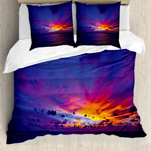 Abakuhaus Copripiumino Ocean, Traum Sunset Magenta, Antiacaro, Adatto A Chi Soffre Di Allergie, Con Federe, 200 Cm X 200 Cm - 80 X 80 Cm, Viola-Blu-image