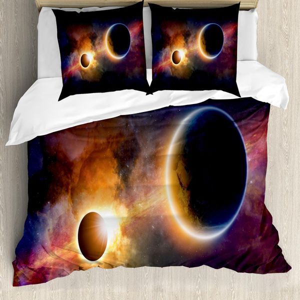Abakuhaus Copripiumino Space, Planet Earth Stars, Antiacaro, Adatto A Chi Soffre Di Allergie, Con Federe, 155 Cm X 220 Cm - 80 X 80 Cm, Multicolore-image