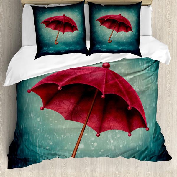 Abakuhaus Copripiumino Invernale, Ombrello Autunnale Retrò, Antiacaro, Adatto A Chi Soffre Di Allergie, Con Federe, 155 Cm X 220 Cm - 80 X 80 Cm, Verde Acqua-image