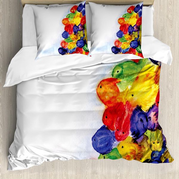 Abakuhaus Copripiumino Con Fiori Acquerellati, Acquerello, Antiacaro, Adatto A Chi Soffre Di Allergie, Con Federe, 155 Cm X 220 Cm - 80 X 80 Cm, Multicolore-image