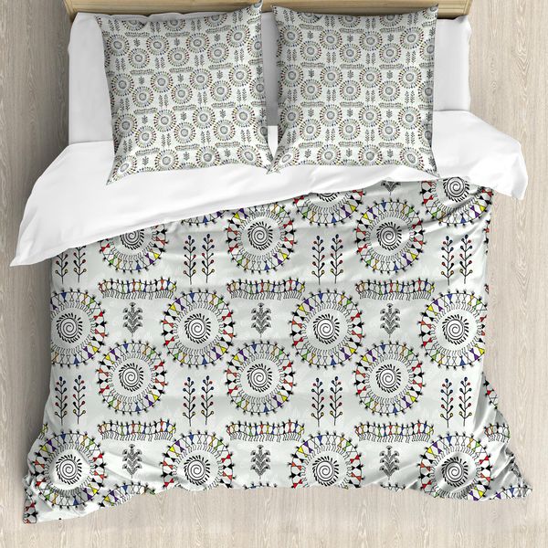 Abakuhaus Copripiumino Africano, Stile Etnico, Antiacaro, Adatto A Chi Soffre Di Allergie, Con Federe, 155 Cm X 220 Cm - 80 X 80 Cm, Multicolore-image