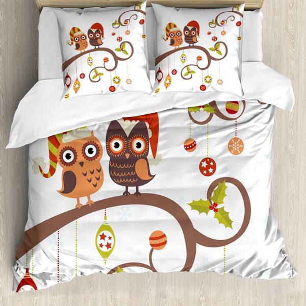 Abakuhaus Copripiumino Natalizio, Noel Eulen Folkloric, Antiacaro, Adatto A Chi Soffre Di Allergie, Con Federe, 155 Cm X 220 Cm - 80 X 80 Cm, Multicolore-image