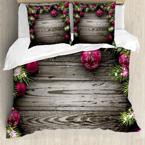Abakuhaus Copripiumino Natalizio, Rustic Ball Ast, Antiacaro, Adatto A Chi Soffre Di Allergie, Con Federe, 155 Cm X 220 Cm - 80 X 80 Cm, Marrone Rosa-image