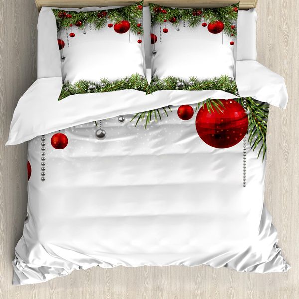 Abakuhaus Copripiumino Natalizio, Baulbes Noel Baum, Antiacaro, Adatto A Chi Soffre Di Allergie, Con Federe, 155 Cm X 220 Cm - 80 X 80 Cm, Multicolore-image