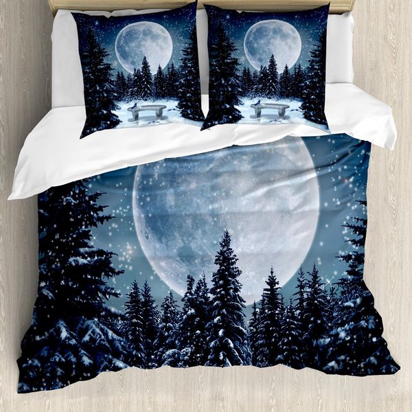 Abakuhaus Copripiumino Invernale, Moonlight Waldvogel, Antiacaro, Adatto A Chi Soffre Di Allergie, Con Federe, 155 Cm X 220 Cm - 80 X 80 Cm, Blu E Bianco-image