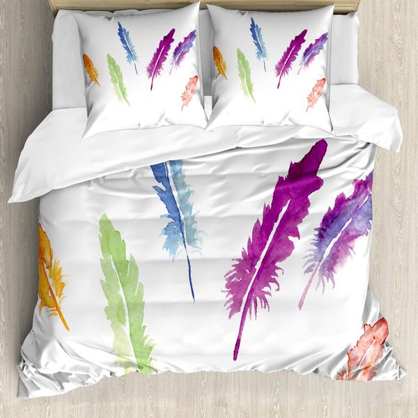 Abakuhaus Copripiumino Colorato, Acquerelli, Antiacaro, Adatto A Chi Soffre Di Allergie, Con Federe, 155 Cm X 220 Cm - 80 X 80 Cm, Multicolore-image