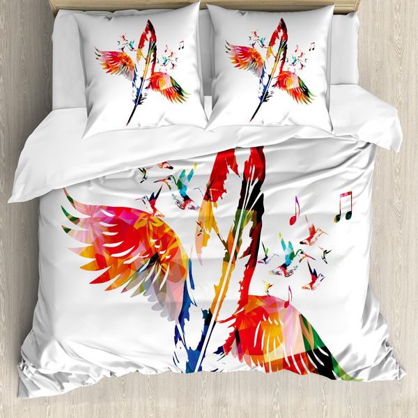 Abakuhaus Copripiumino Con Piume, Uccelli Con Ali, Antiacaro, Adatto A Chi Soffre Di Allergie, Con Federe, 200 Cm X 200 Cm - 80 X 80 Cm, Multicolore-image