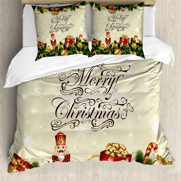 Abakuhaus Copripiumino Natalizio, Noel Ribbons, Antiacaro E Anallergico, Con Federe, 155 Cm X 220 Cm - 80 X 80 Cm, Multicolore-image
