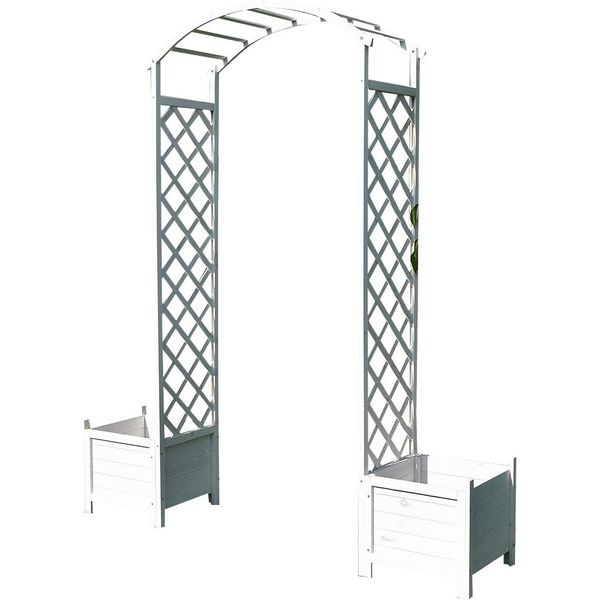 Mucola Traliccio Con Fioriera Traliccio Per Rampicanti Arco Di Rose Aiuto Per Fioriere Colonna Di Rose Arco Di Legno Pergola Per Rampicanti - Bianco-image