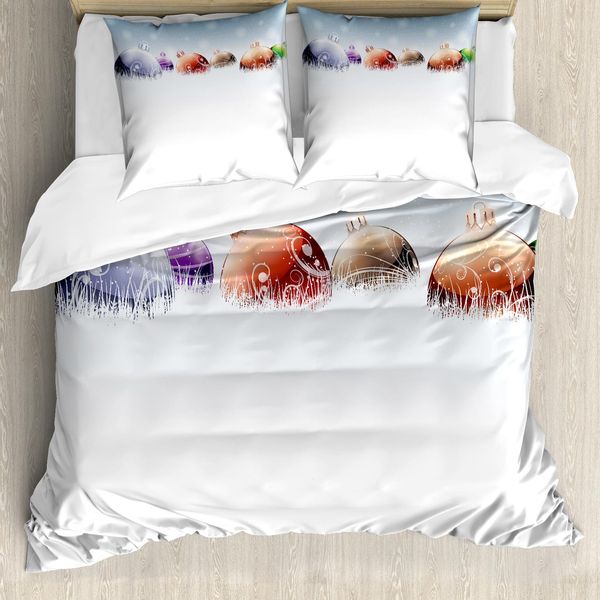Abakuhaus Copripiumino Natalizio, Campo Innevato Invernale, Antiacaro, Adatto A Chi Soffre Di Allergie, Con Federe, 200 Cm X 200 Cm - 80 X 80 Cm, Multicolore-image