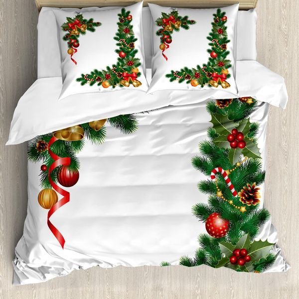 Abakuhaus Copripiumino Natalizio, Alberi Con Decorazioni, Antiacaro, Adatto A Chi Soffre Di Allergie, Con Federe, 155 Cm X 220 Cm - 80 X 80 Cm, Multicolore-image