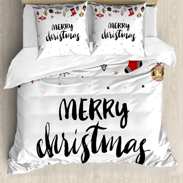 Abakuhaus Noel Set Copripiumino Per Letti Matrimoniali, Citazione Moderna E Stimolante, Antiacaro, Adatto A Chi Soffre Di Allergie, Con Federe, Multicolore-image