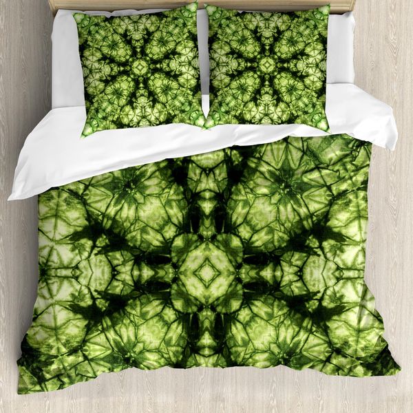 Abakuhaus Copripiumino Astratto, Stile Retrò Astratto, Antiacaro, Adatto A Chi Soffre Di Allergie, Con Federe, 155 Cm X 220 Cm - 80 X 80 Cm, Verde-image